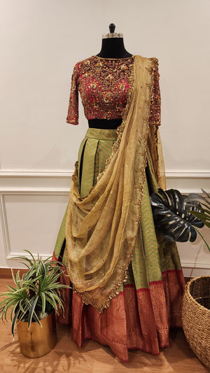 Studio 149 | Pure kanchipuram silk Half saree | Chennai | Silk half saree,  Half saree function, Half saree lehenga